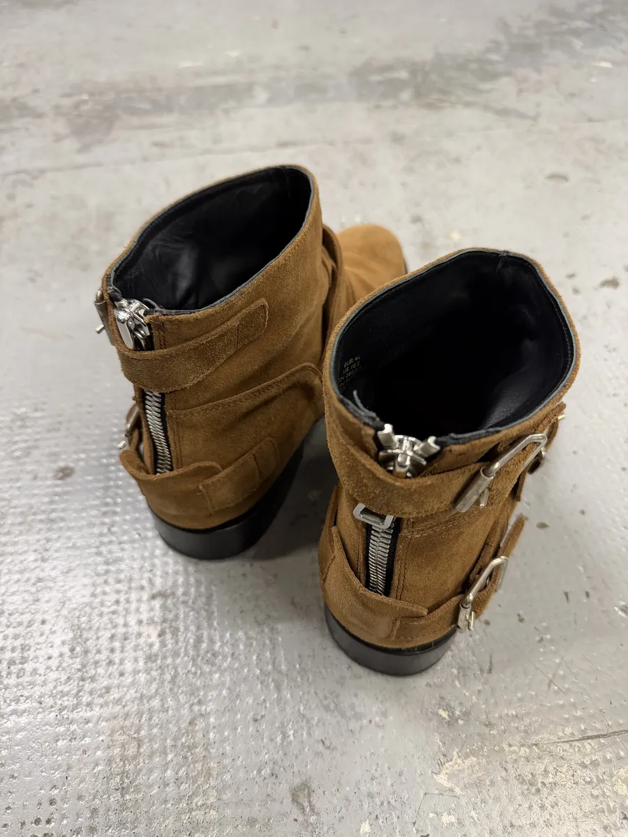 Balmain H&M Brown Suede Leather Buckled Boots - Image 8