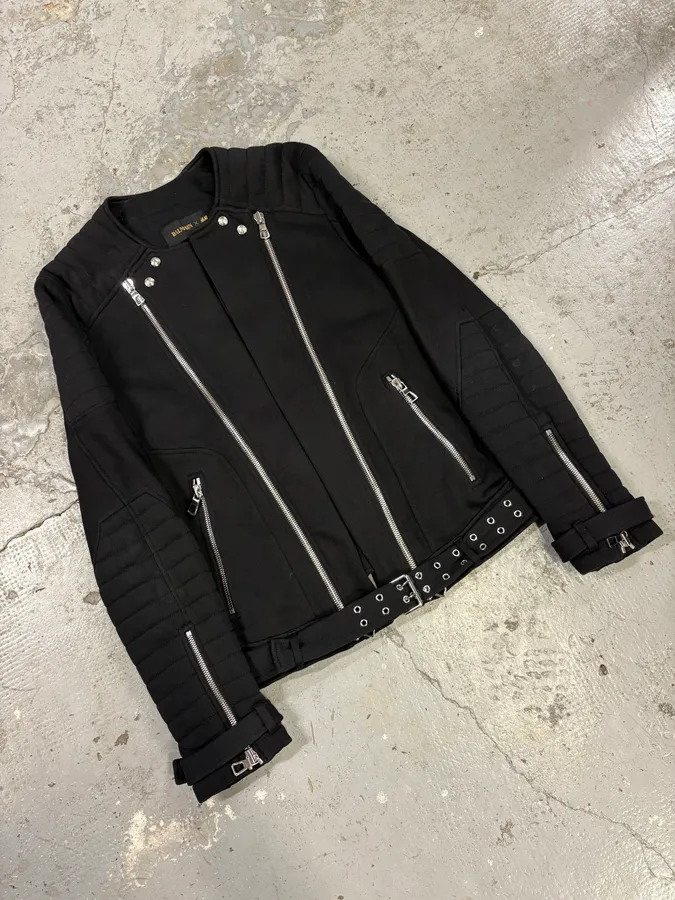 Balmain HM Black Hospin Multi Zips Avant-Garde Jacket - Image 4
