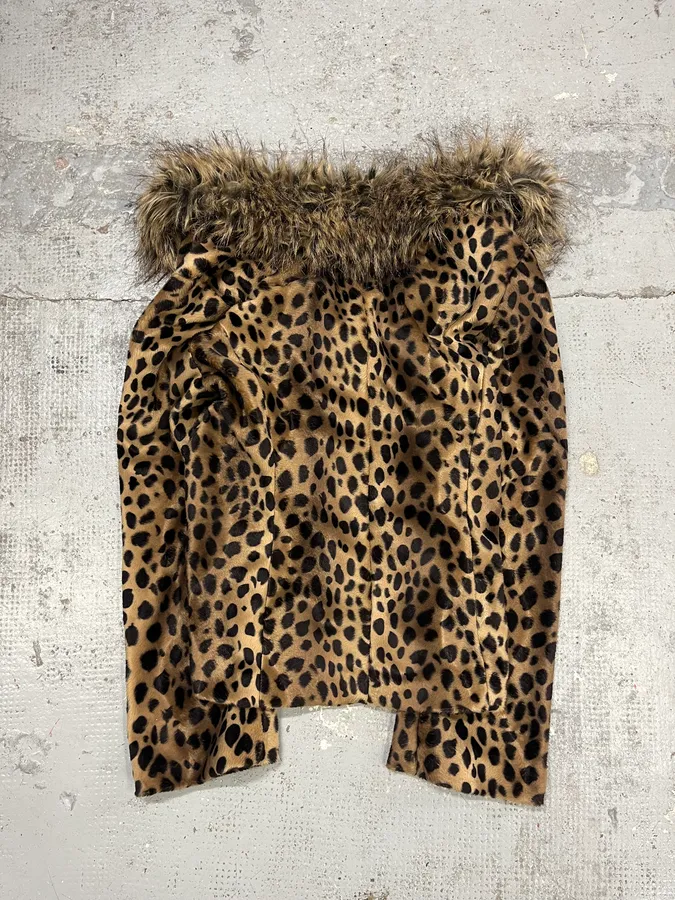 Balmain Leopard Print Faux Fur Royal Jacket - Image 7