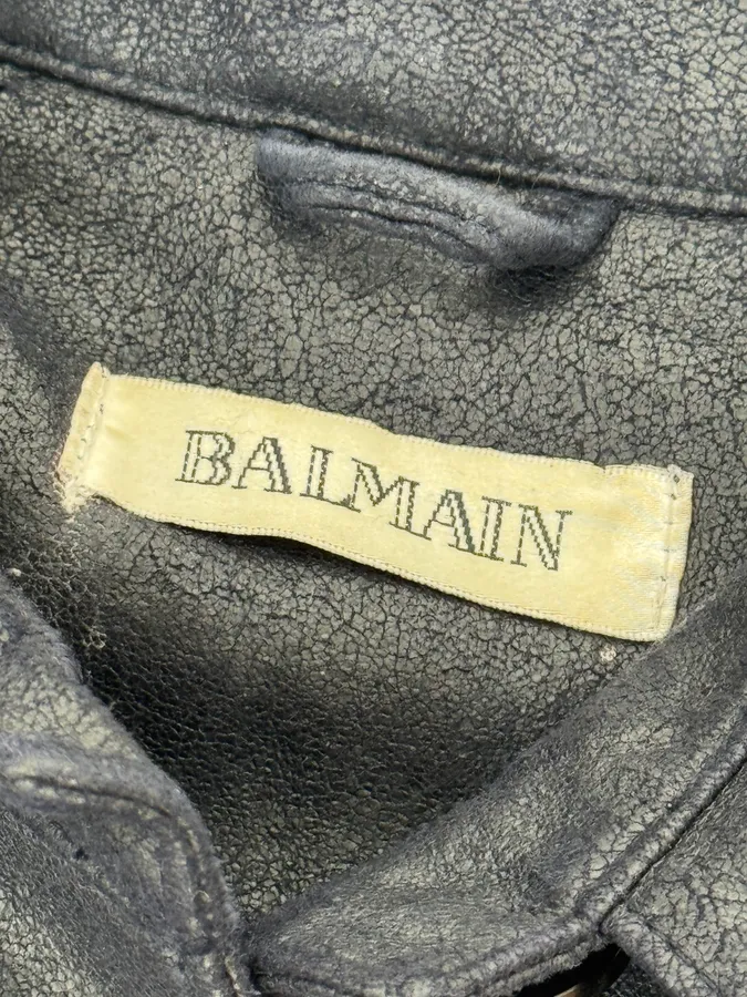 Balmain Navy Imperial Faux Leather Trench Coat - Image 10