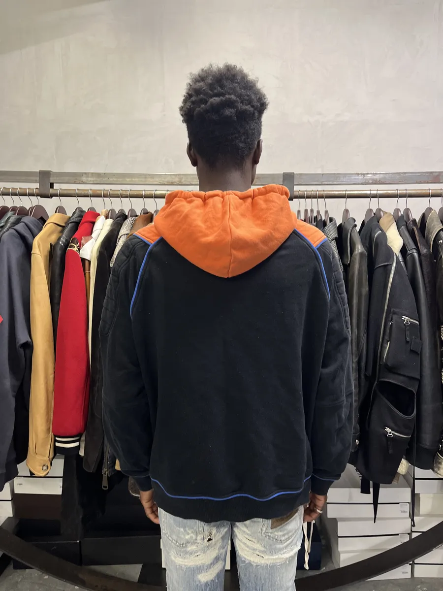 Balmain Navy & Orange Biker Zip-up Hoodie - Image 3