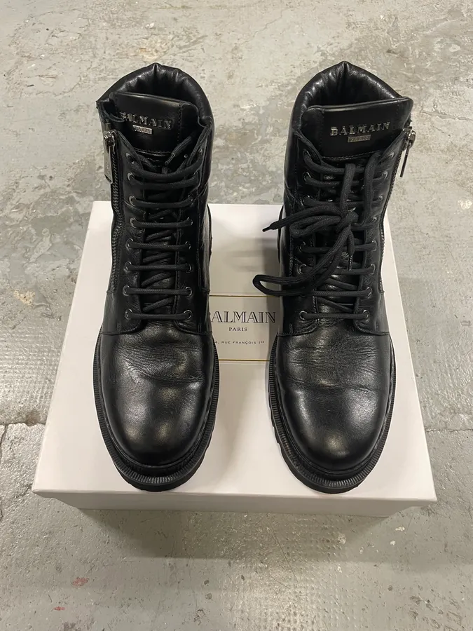 Balmain Premium Black Leather High Boots - Image 2