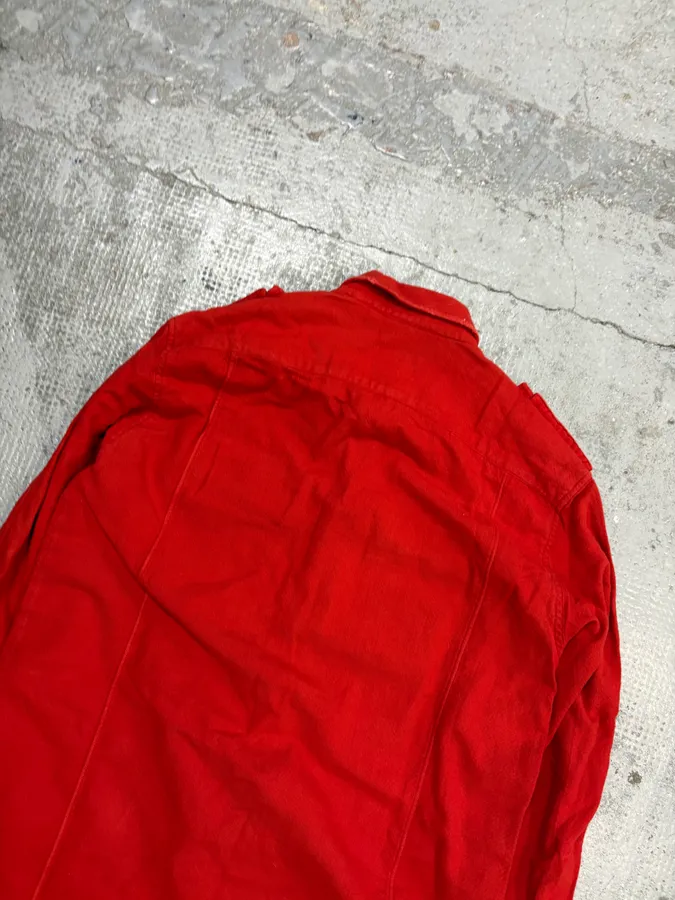 Balmain Red Corduroy Cargo Shirt - Image 6