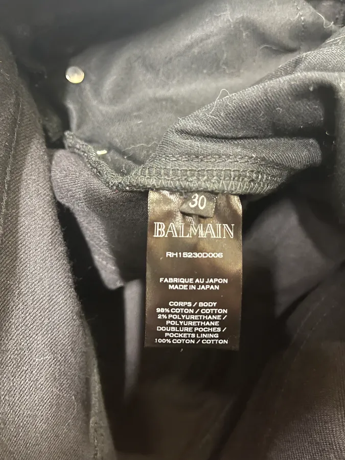 Balmain Waxed Black Slim Denim Jeans - Image 11
