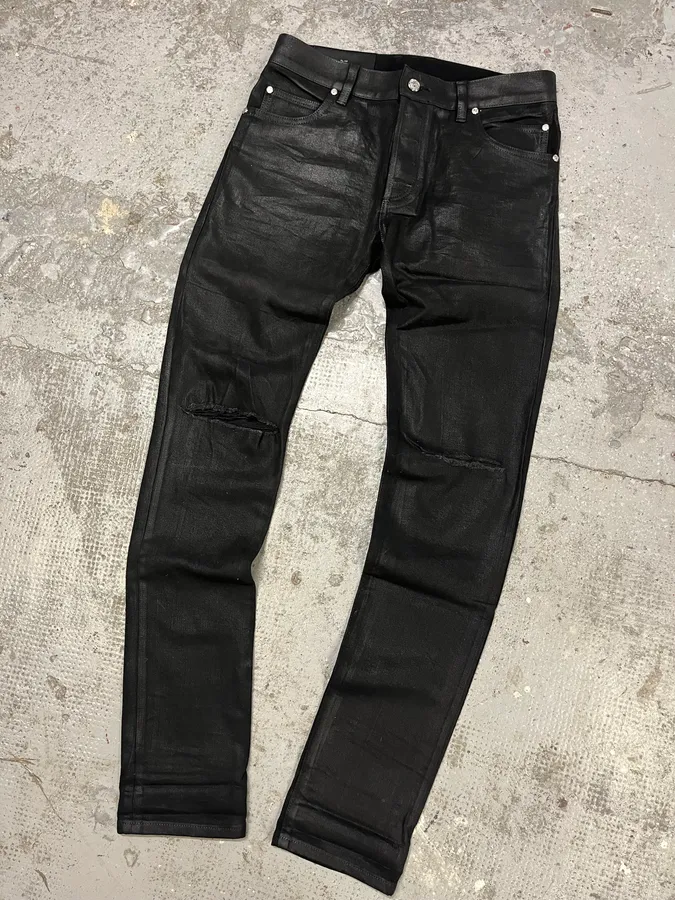 Balmain Waxed Black Slim Denim Jeans - Image 5