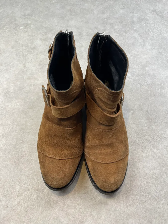 Balmain x H&M Camel Suede Buckle Strap Boots - Image 5
