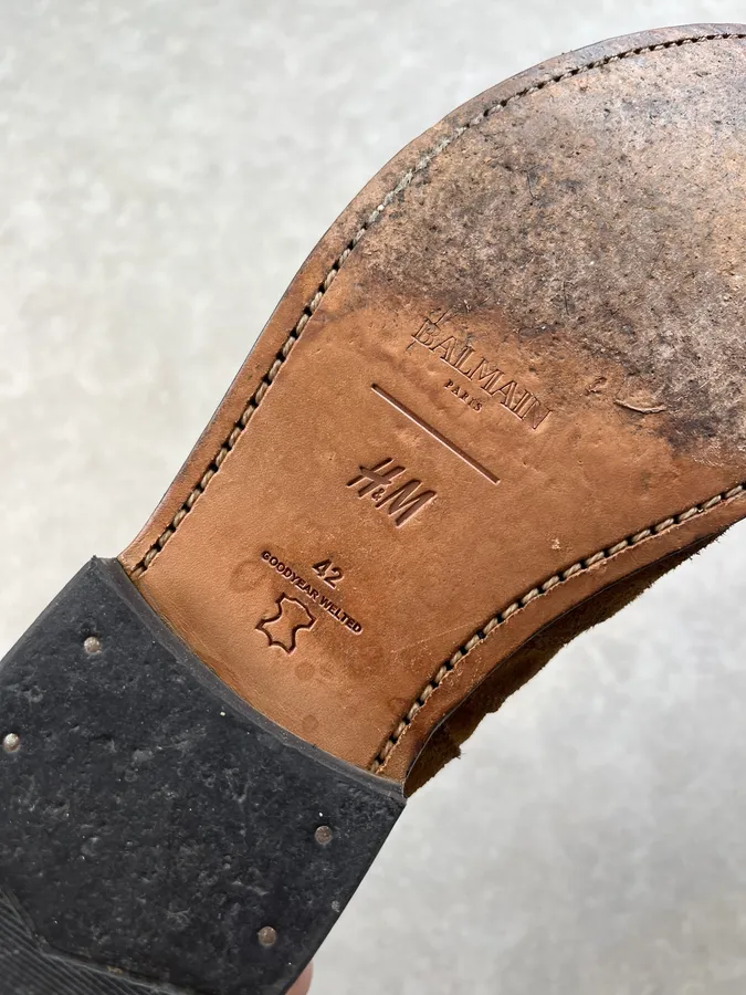Balmain x H&M Camel Suede Buckle Strap Boots - Image 7