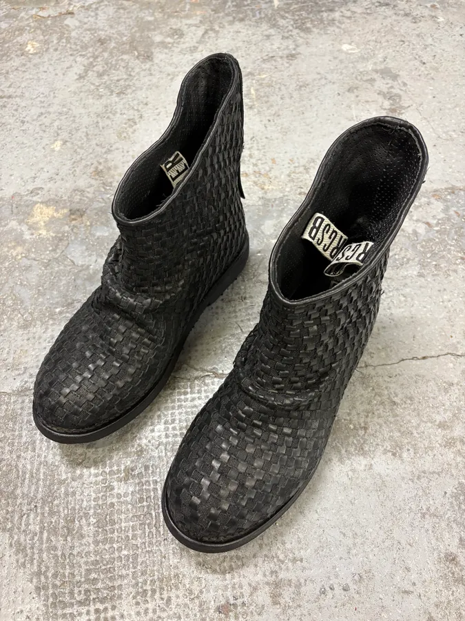 Bikkembergs Black Woven Embossed Leather Boots - Image 4