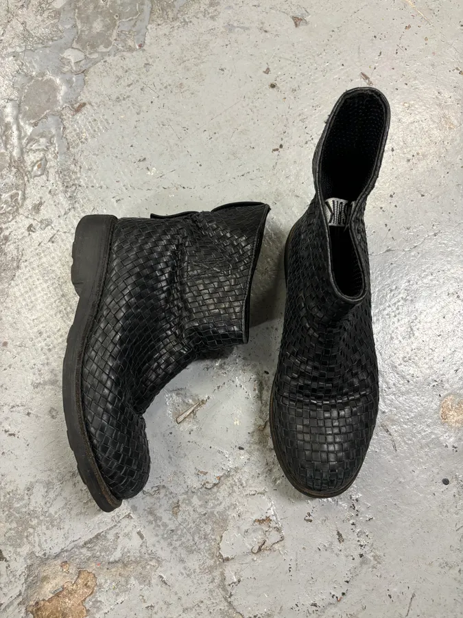 Bikkembergs Black Woven Leather Interlocking Ankle Boot - Image 5