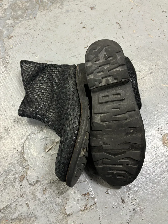 Bikkembergs Black Woven Leather Interlocking Ankle Boot - Image 9