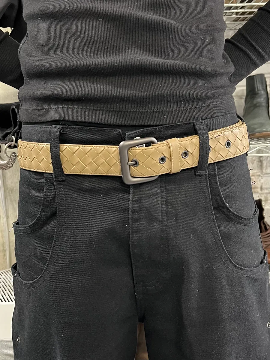 Bottega Veneta Beige Woven Leather Belt - Image 2
