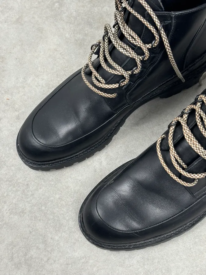 Bottega Veneta Black Leather Lace-Up Boots - Image 4