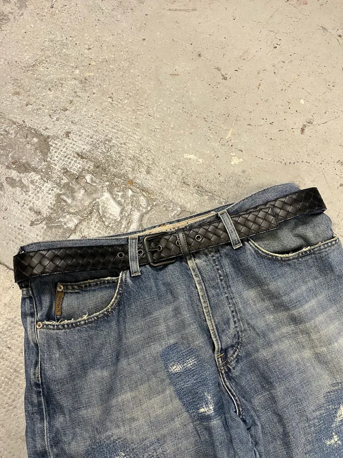 Bottega Veneta Black Woven Leather Belt - Image 3
