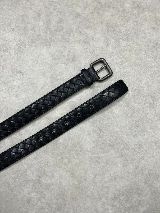Bottega Veneta Black Woven Leather Belt - Image 4