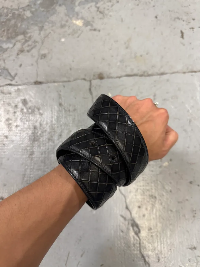 Bottega Veneta Black Woven Leather Belt - Image 3
