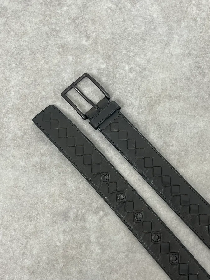 Bottega Veneta Black Woven Leather Belt - Image 3