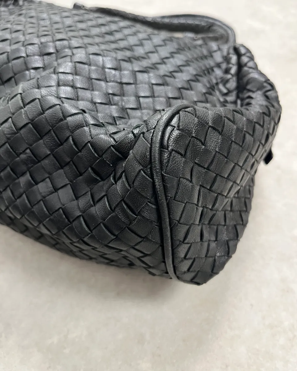 Bottega Veneta Black Woven Leather Handle Bag - Image 6