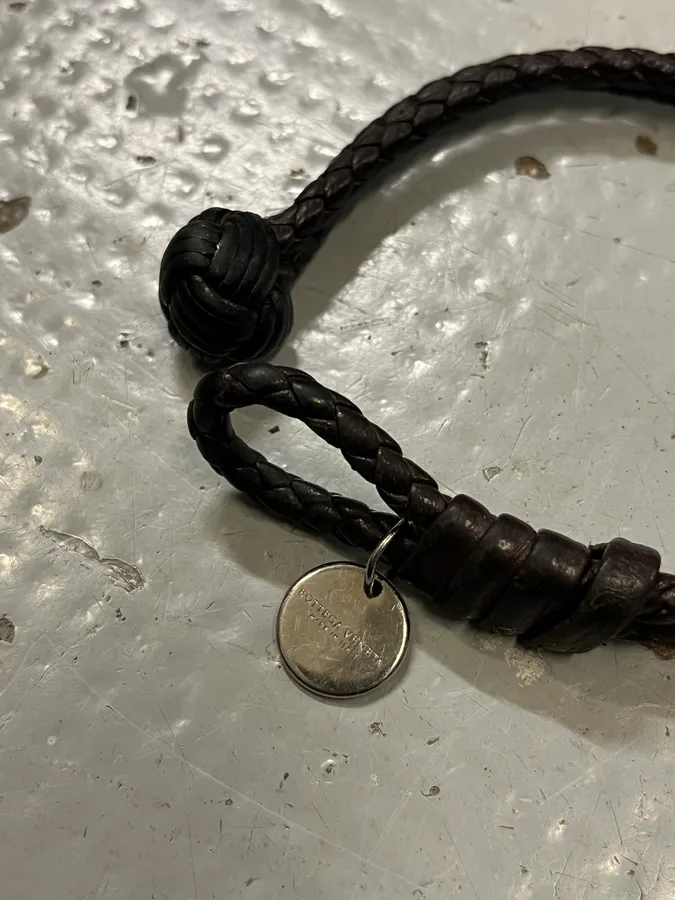 Bottega Veneta Brown Leather Braided Charm Bracelet - Image 5