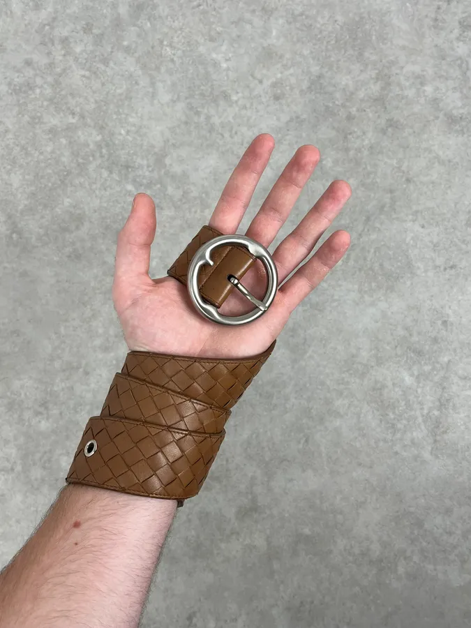 Bottega Veneta Brown Woven Leather Belt - Image 2
