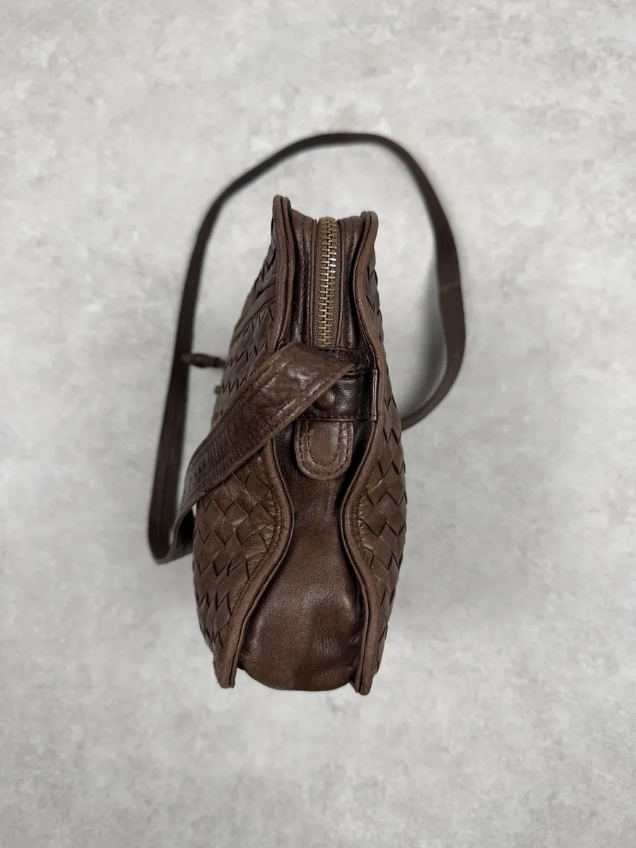 Bottega Veneta Brown Woven Leather Shoulder Bag - Image 5