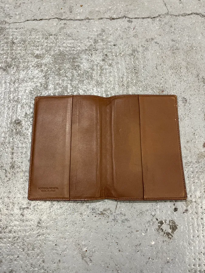 Bottega Veneta Camel Woven Leather Wallet - Image 5