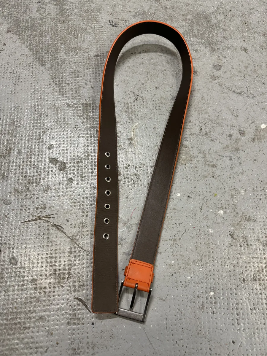 Bottega Veneta Orange Embossed Woven Leather Belt - Image 7