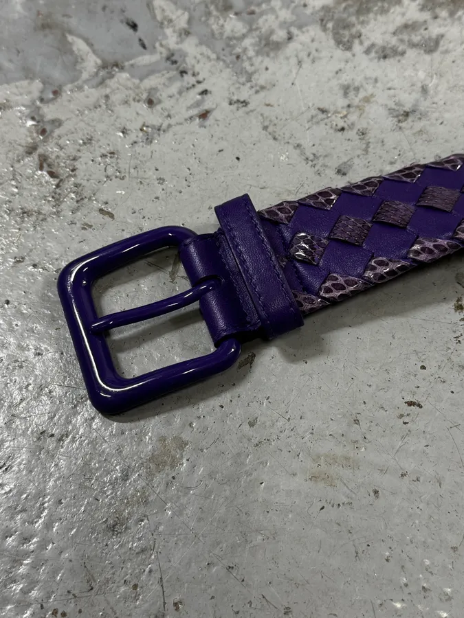 Bottega Veneta Purple Woven Leather Belt - Image 4