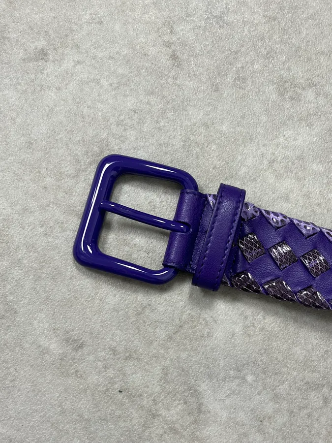 Bottega Veneta Purple Woven Python Leather Belt - Image 6