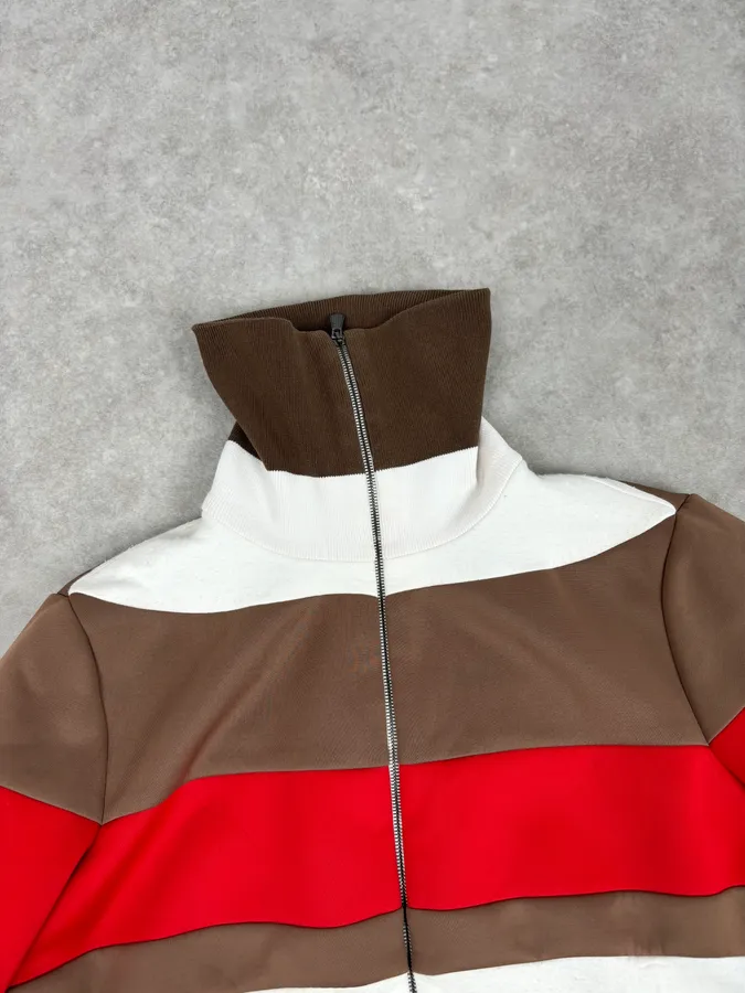 Bottega Veneta White Brown & Red Tricolor Track Jacket - Image 8
