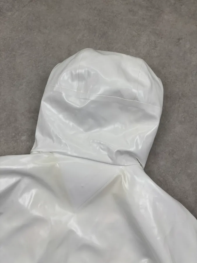 Bottega Veneta White Rubber Leather Removable Vest Hooded Jacket - Image 6