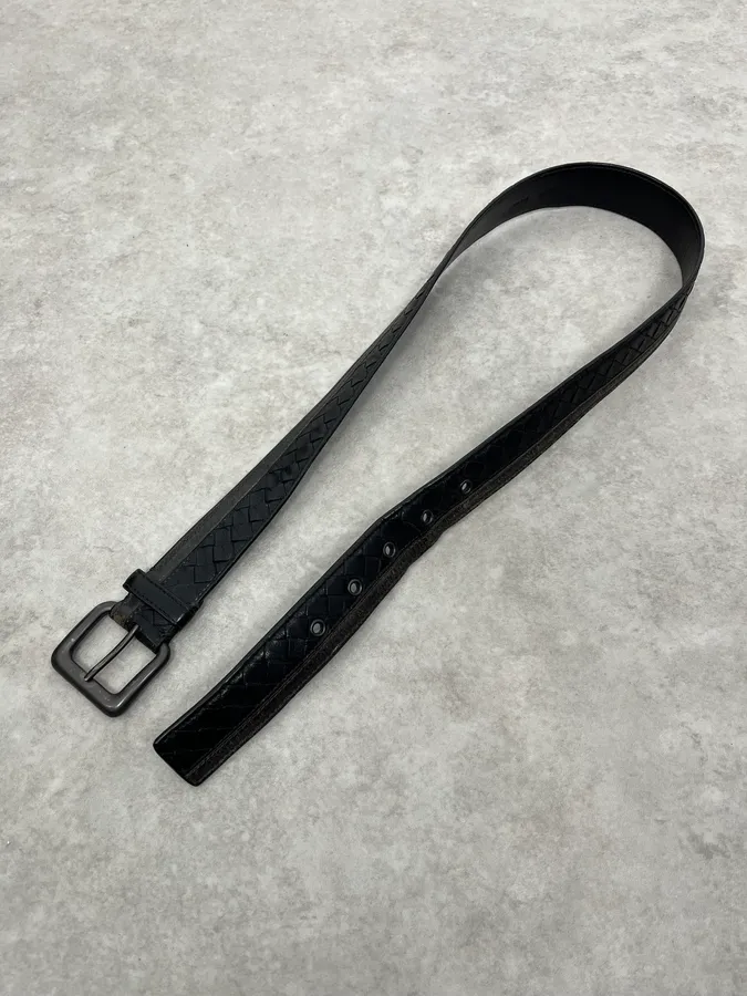 Bottega Veneta Woven Black Leather Belt - Image 4