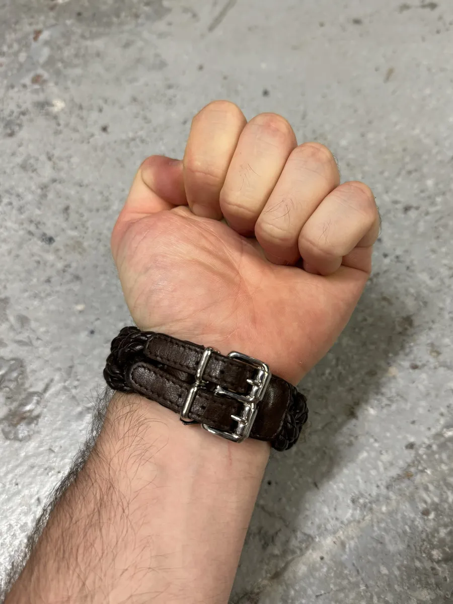 Bottega Veneta Woven Leather Dark Brown Bracelet - Image 3