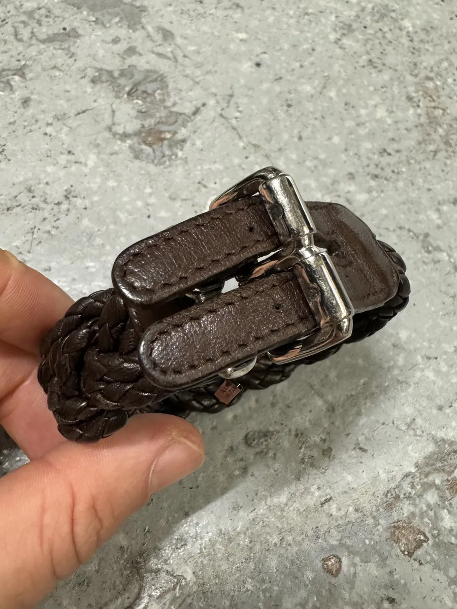 Bottega Veneta Woven Leather Dark Brown Bracelet - Image 5