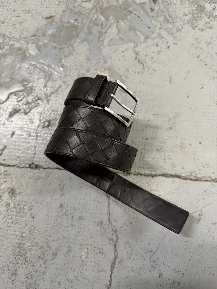 Bottega Venetta Brown Woven Leather Belt - Image 4