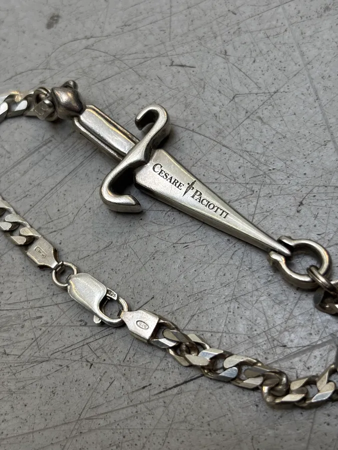 Bracelet Cesare Paciotti Dagger Silver Tone Vintage Archive - Image 4
