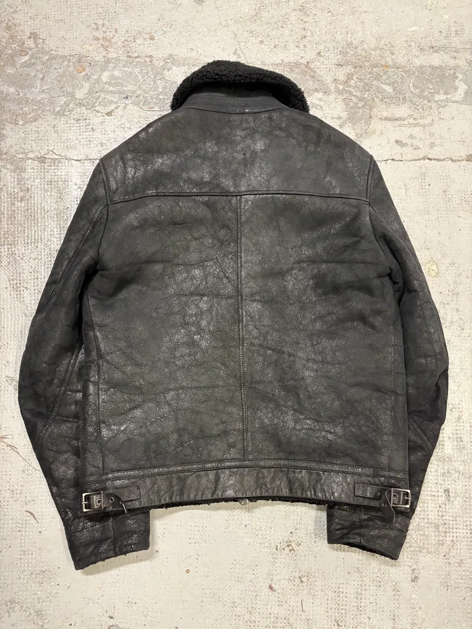 Burberry Black Shearling Pure Leather Jacket - Image 6