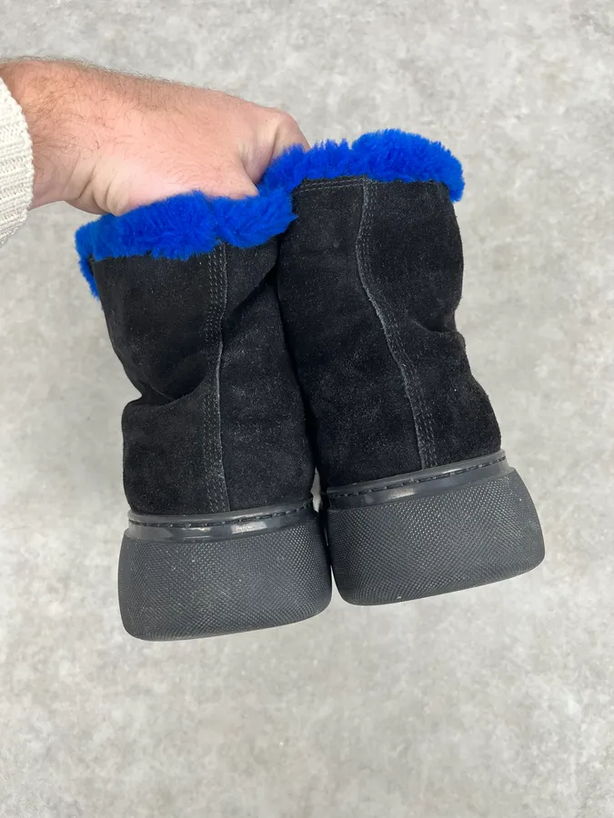 Burberry Black Suede Shearling Creeper Boots - Image 8