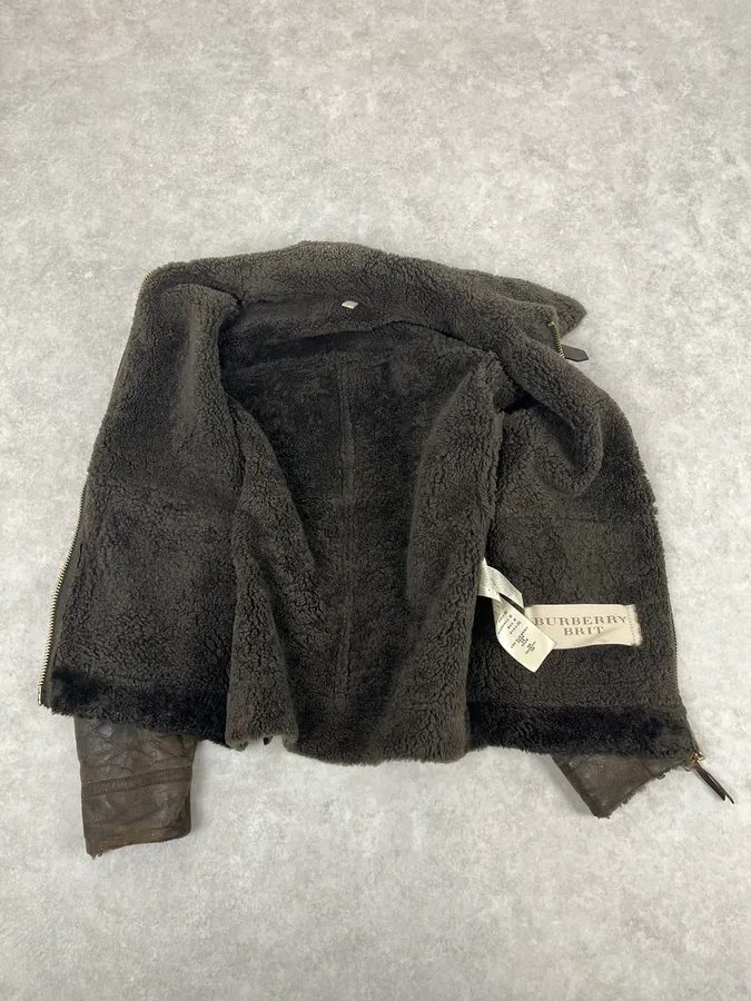 Burberry Brown Aviator Sheep Leather Eroded Jacket - Image 8