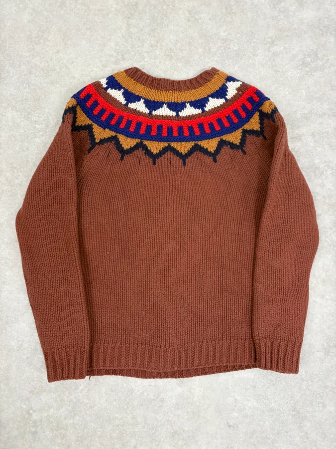 Burberry Brown Wool Fair Isle Crewneck Sweater - Image 6