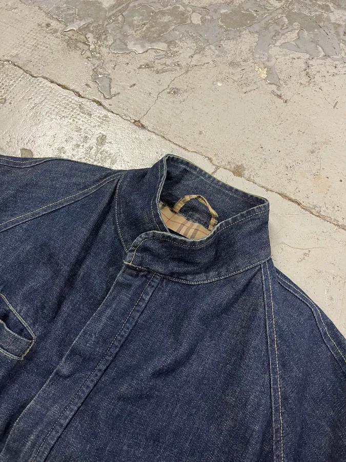 Burberry Dark Contrast Stitch Navy Denim Bomber Jacket - Image 5