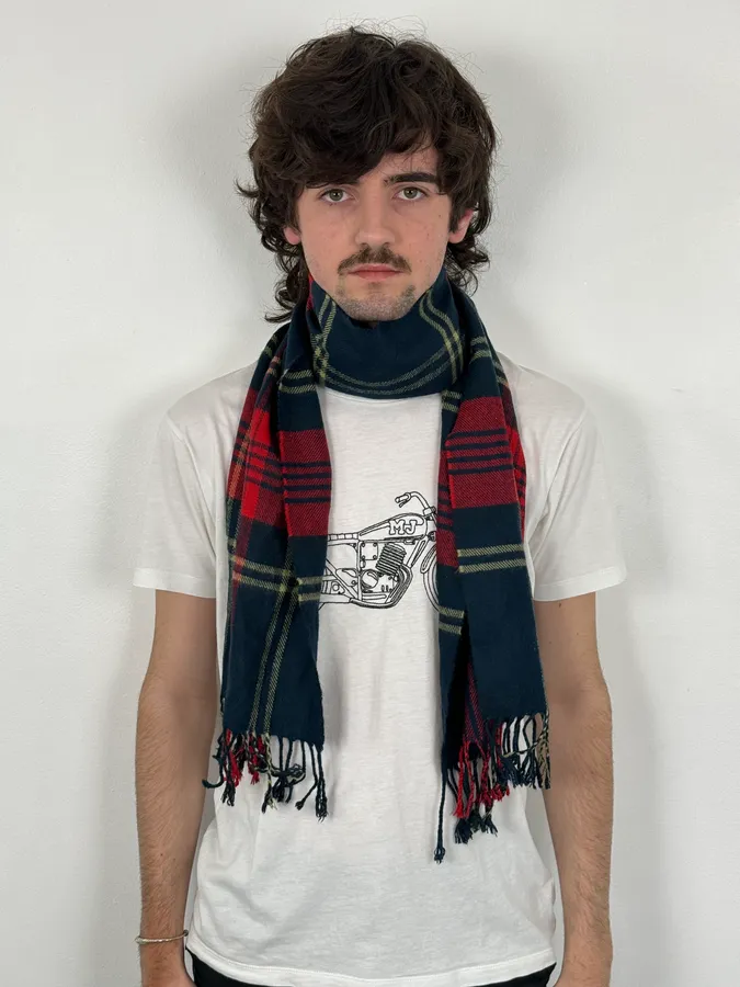 Burberry Green & Tartan Wool Scarf - Image 2