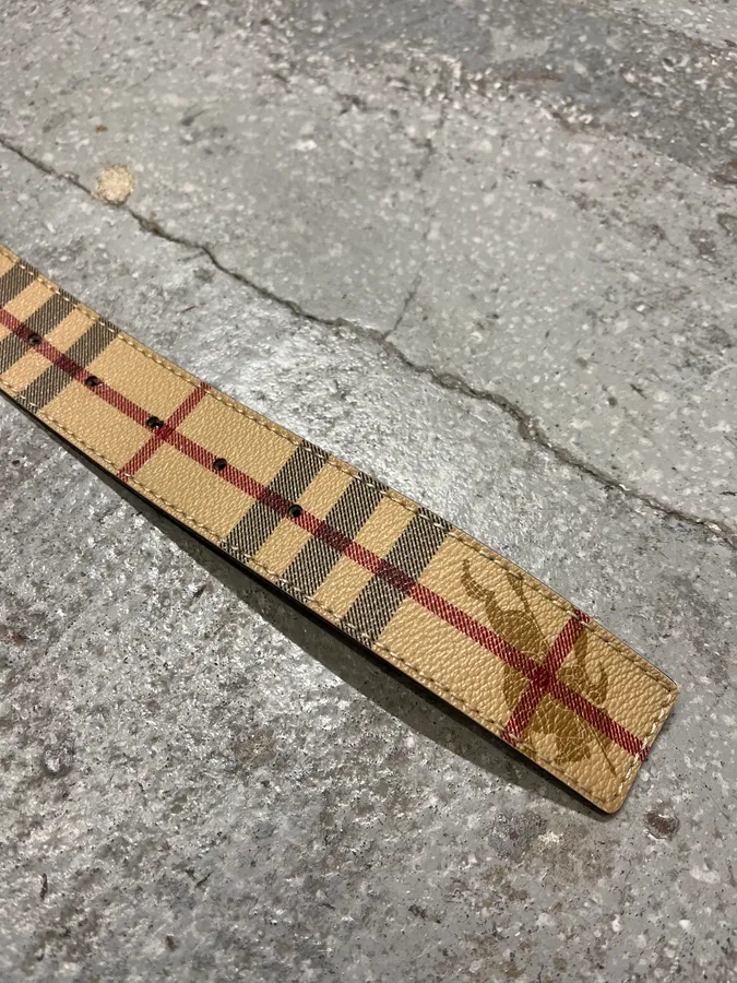 Burberry Tartan Monogram Beige Belt - Image 7