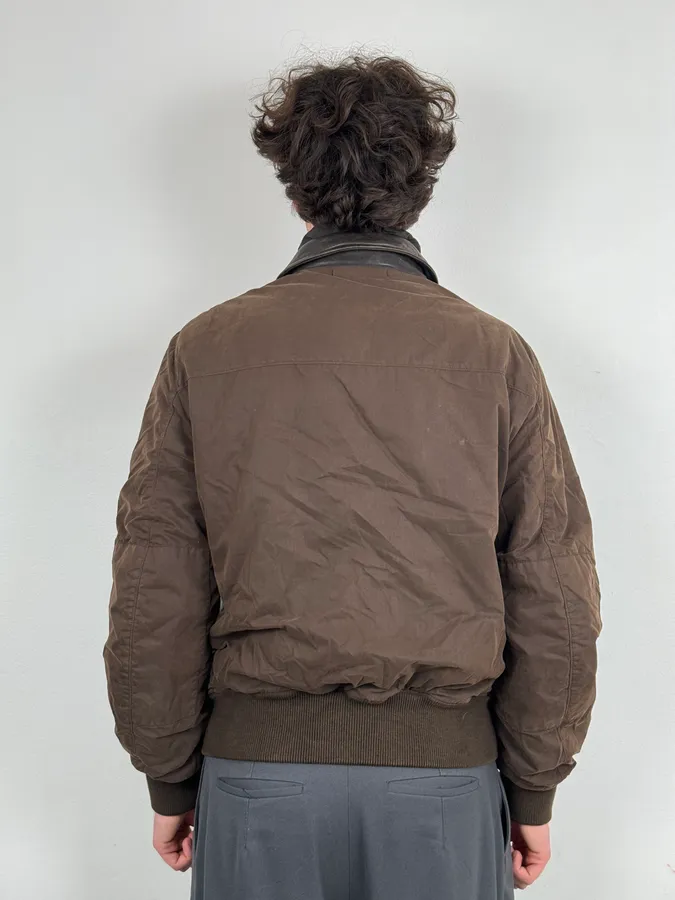 C.P. Company Hybrid Brown Leather Bomber Jacket - Image 3
