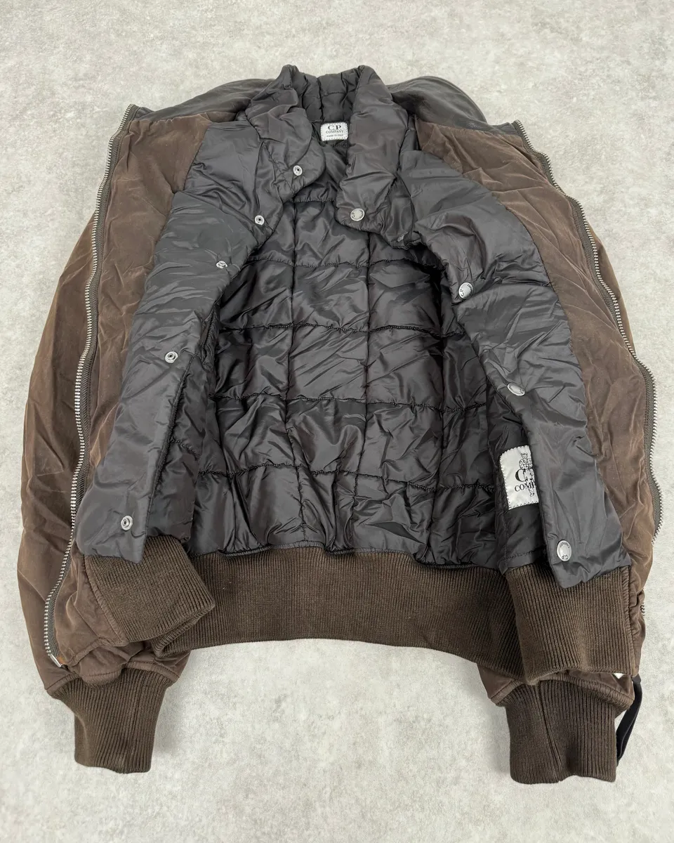 C.P. Company Hybrid Brown Leather Bomber Jacket - Image 8