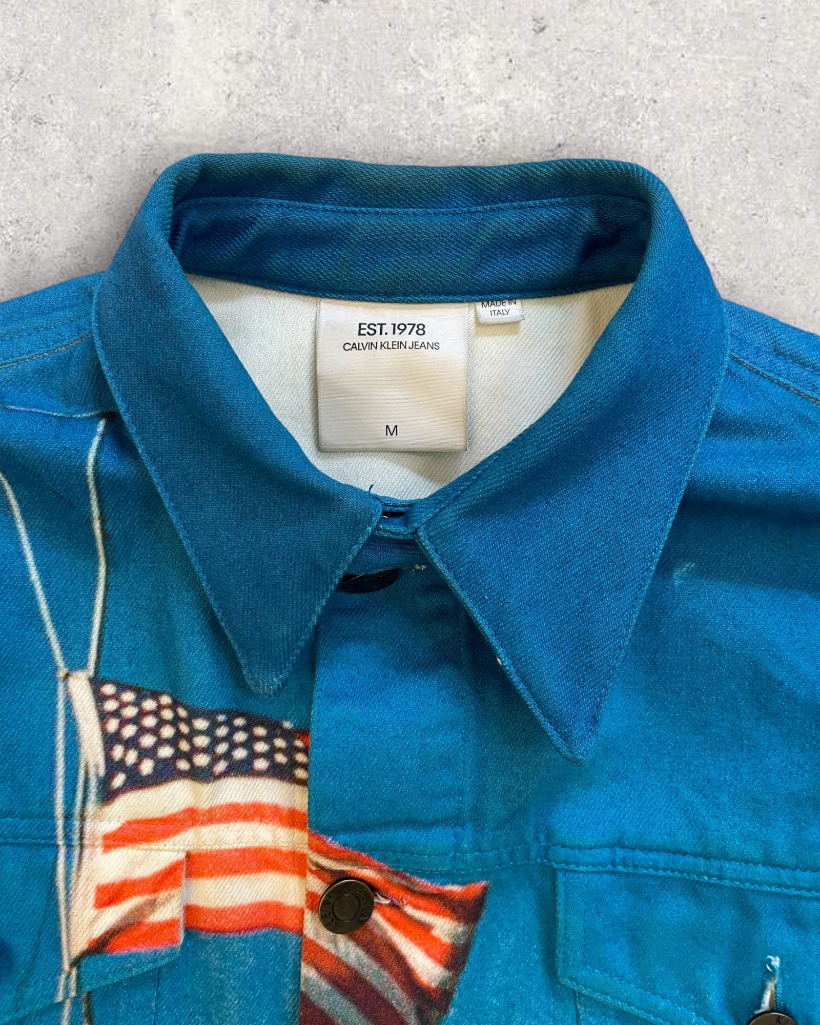 Calvin Klein 205W39NYC American Landscape Denim Trucker Jacket (M) - Image 3