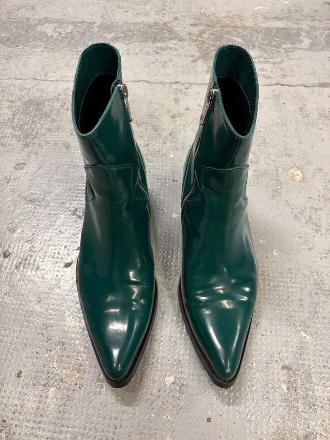 Calvin Klein Jeans Dark Green Leather Chelsea Boots - Image 2
