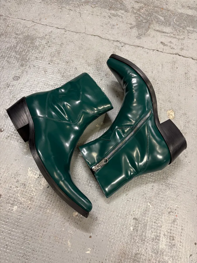 Calvin Klein Jeans Dark Green Leather Chelsea Boots - Image 6