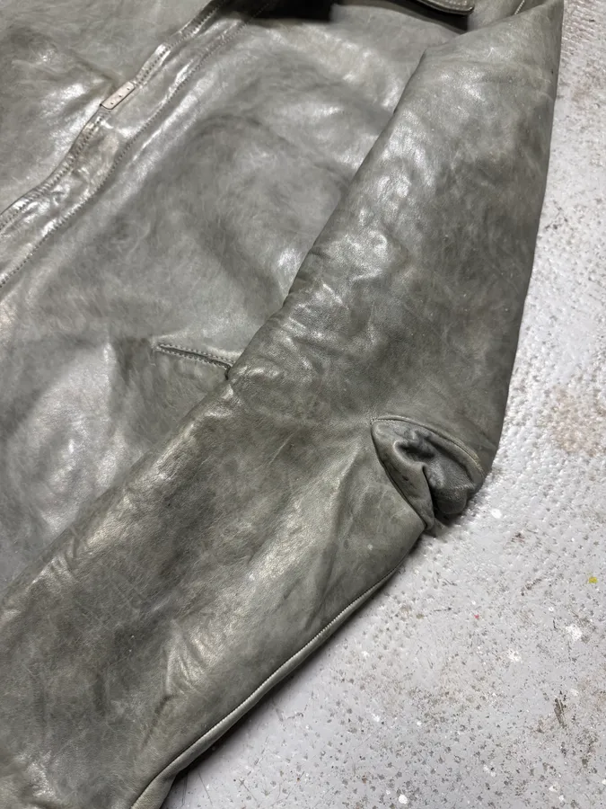 Carol Christian Poell Grey Col8 Scarstitched Horse Leather Jacket (XS/S) - Image 4