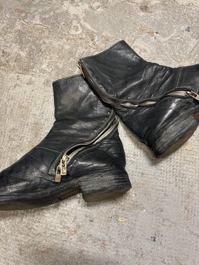 Carol Christian Poell Tornado Navy Grey Leather Boots AM/2601L - Image 28