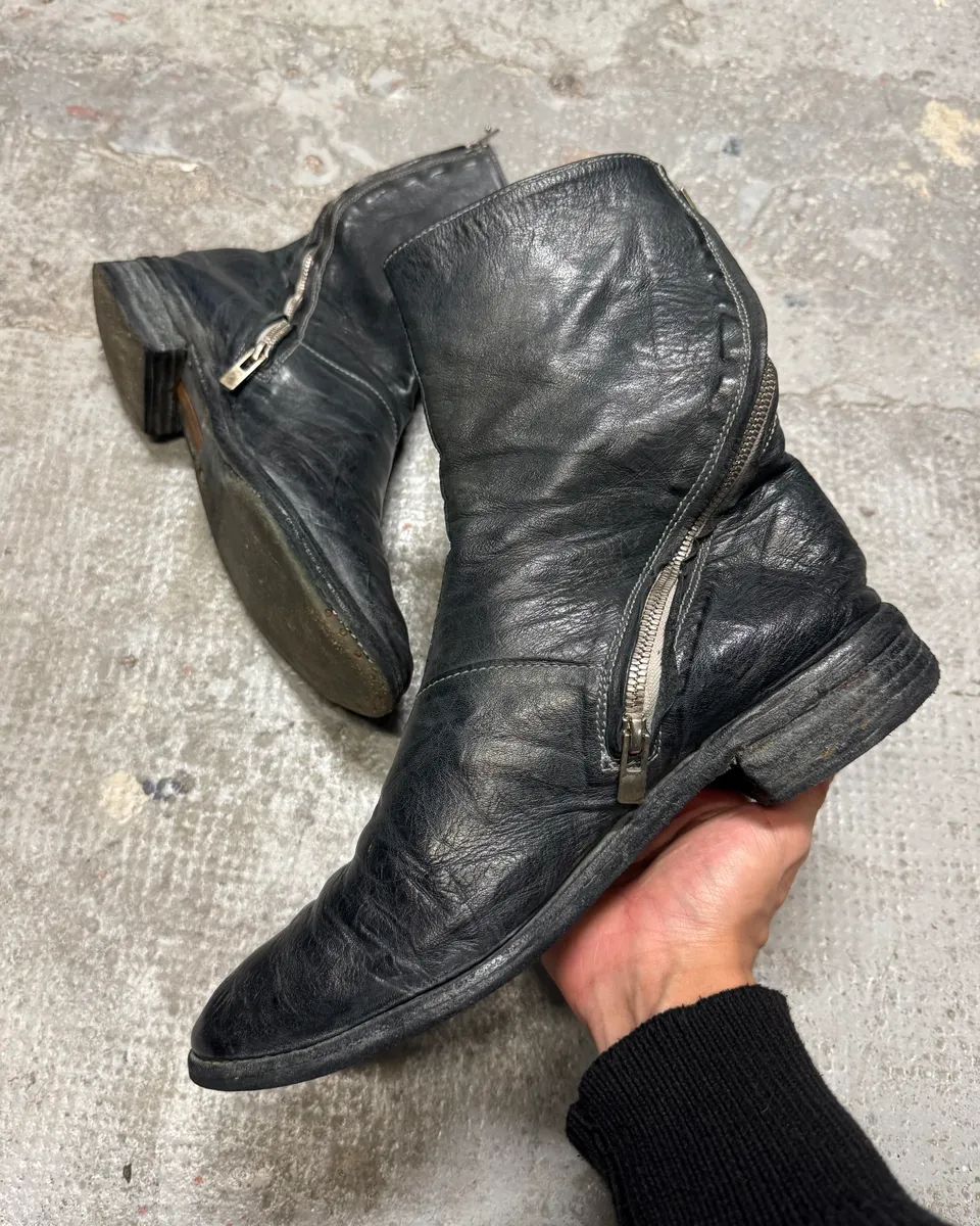 Carol Christian Poell Tornado Navy Grey Leather Boots AM/2601L - Image 3
